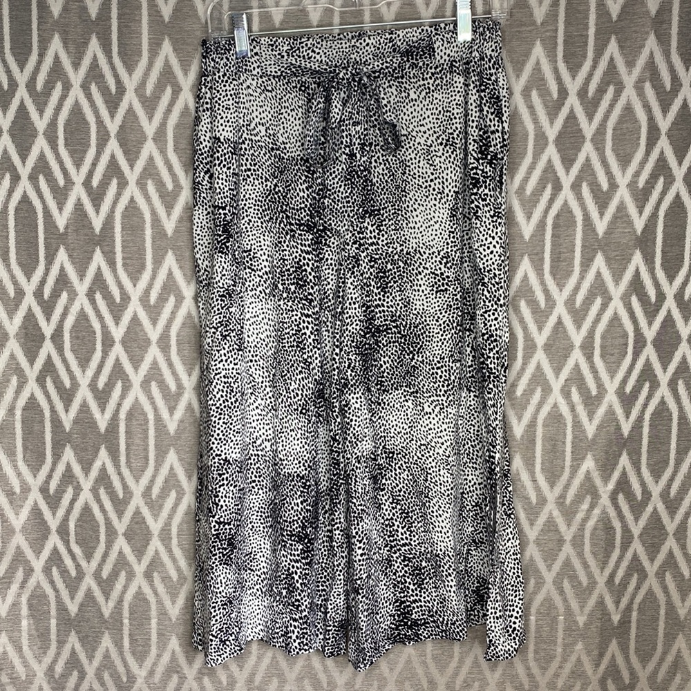 Blue Island Pant Palazzo Cropped Wide Leg Elastic Waist Accent Tie Size: Small